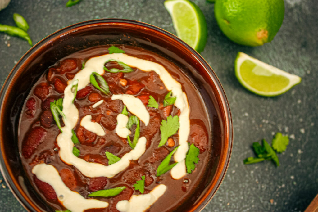 cilantro lime crema on chili