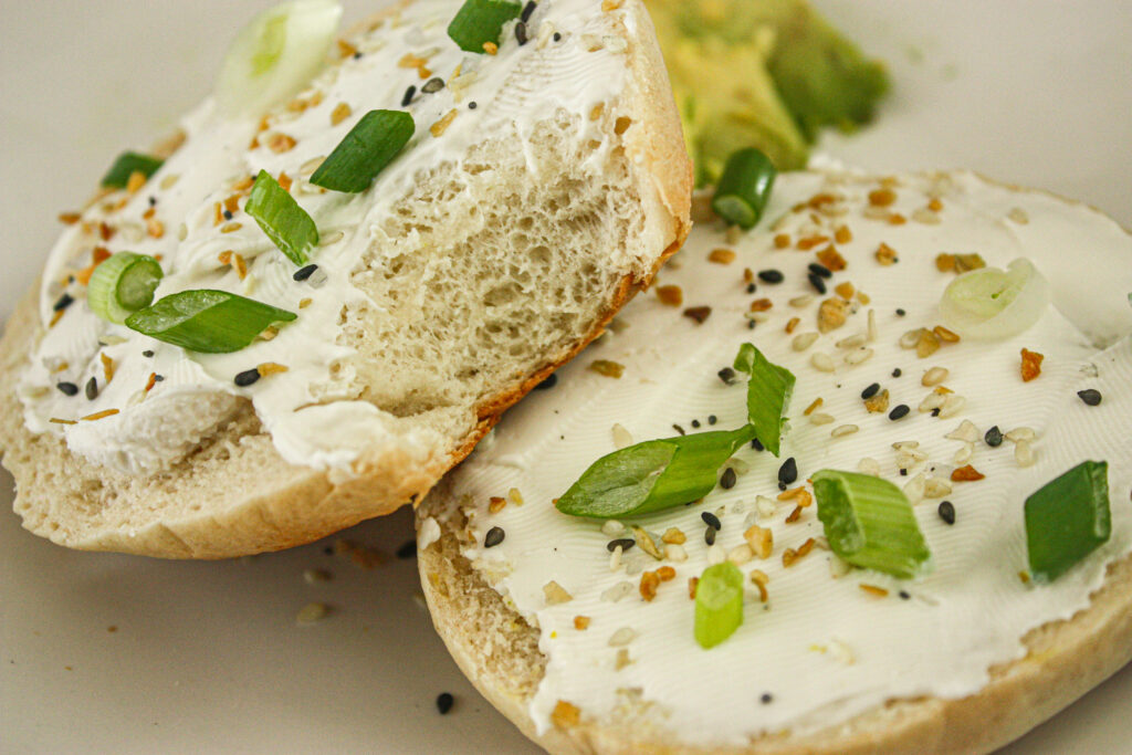 vegan bagels with vegan cream cheese