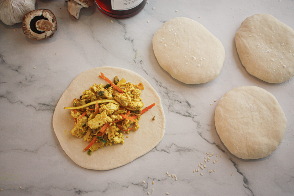 stuffed tofu and veggie pancakes