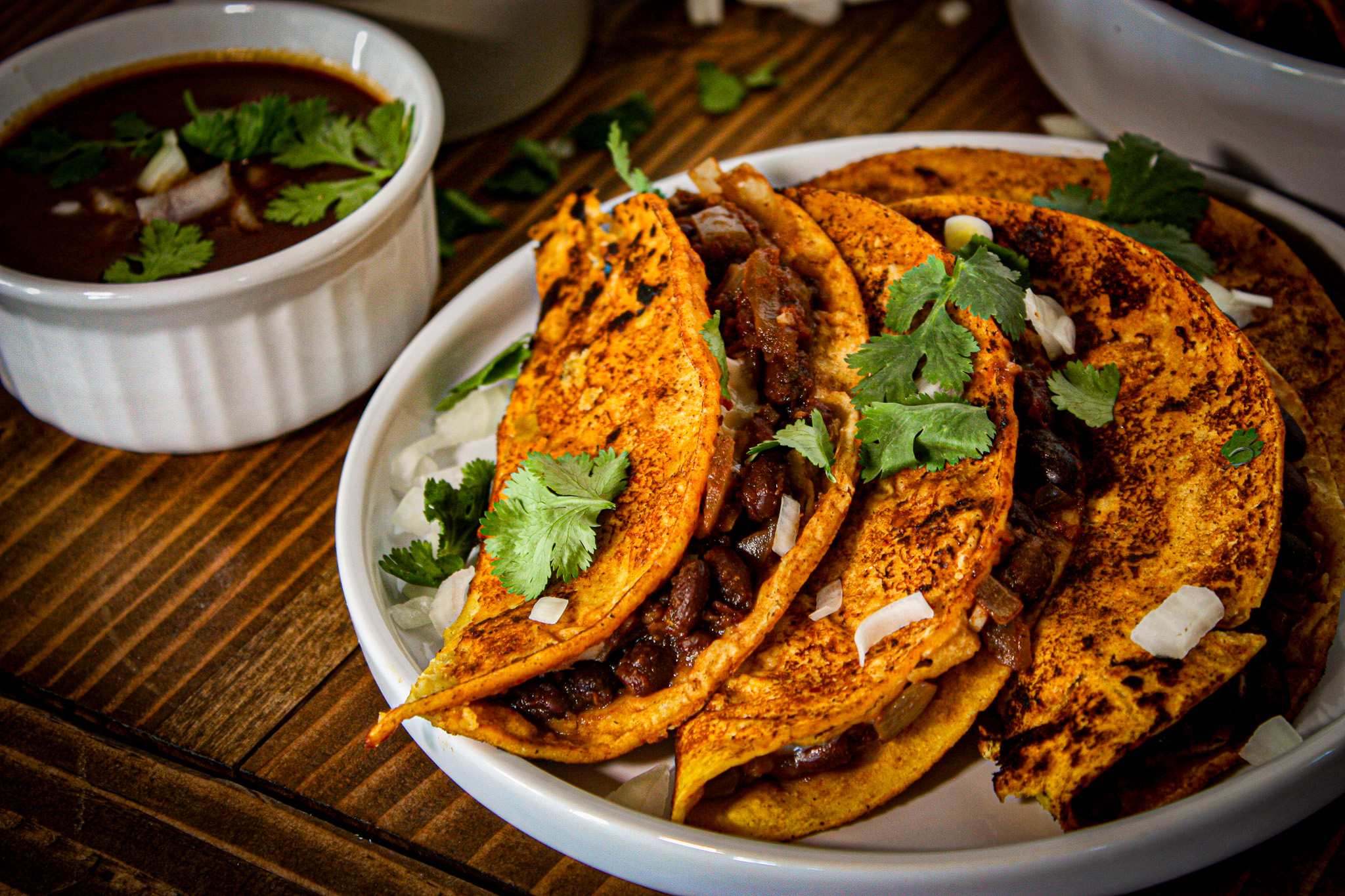 black bean tacos with consume