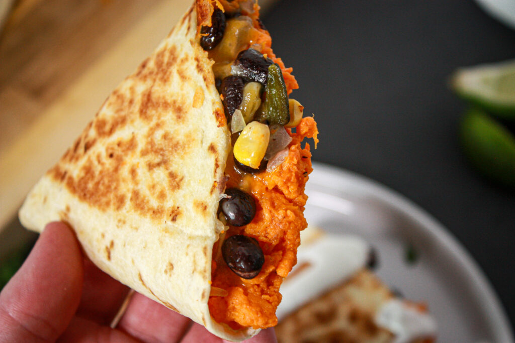 sweet potato black bean quesadilla slice