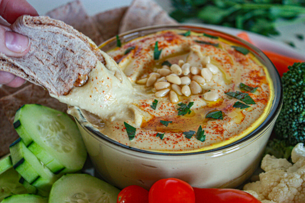 garlic pine nut hummus