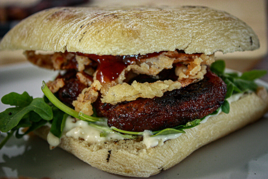 grilled lions mane steak sandwiches