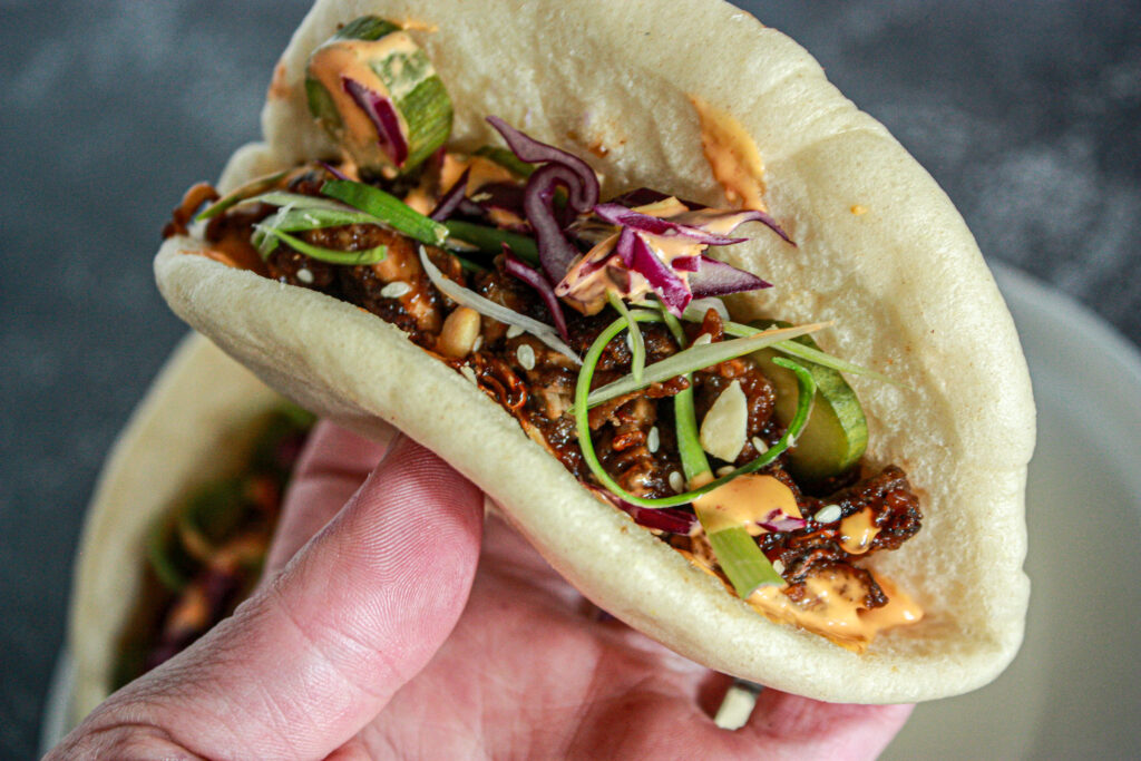 oyster mushroom duck bao buns