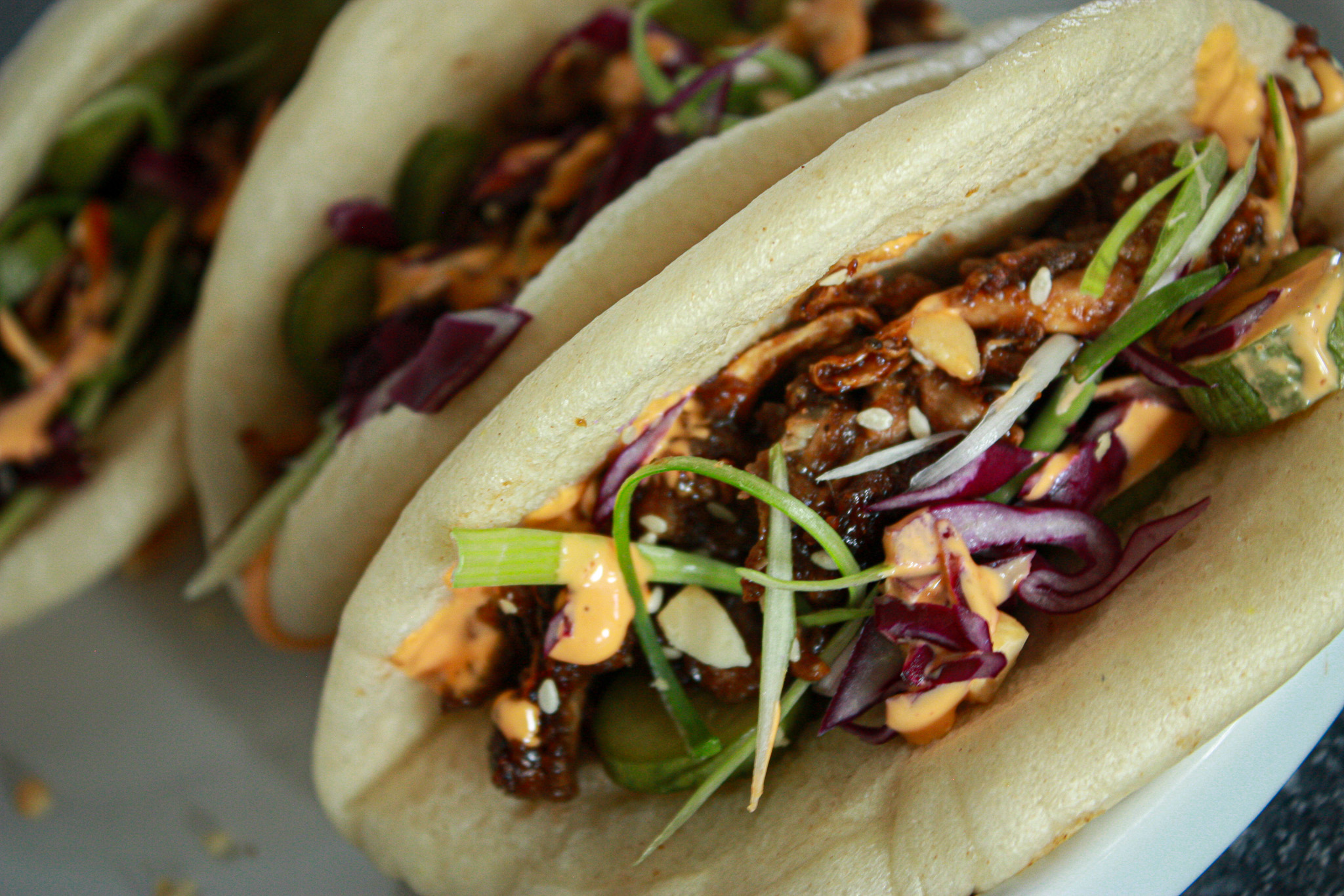 oyster mushroom duck bao buns