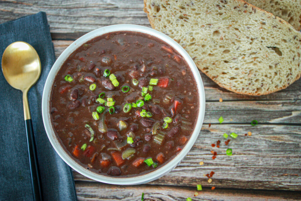 black bean soup with veggies