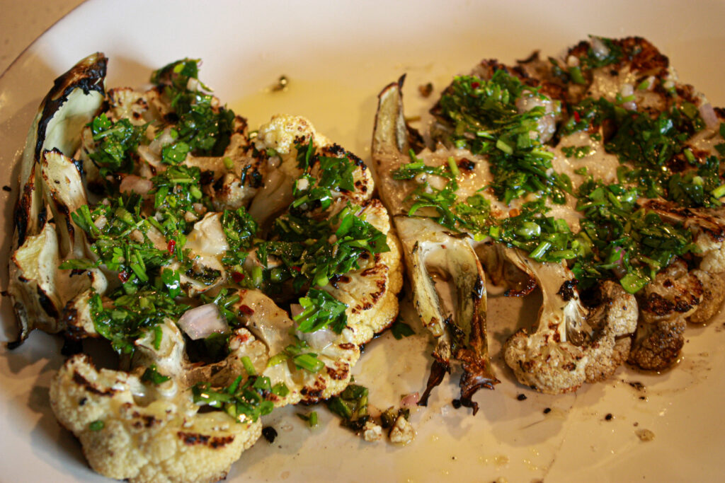 cauliflower steaks with chimichurri