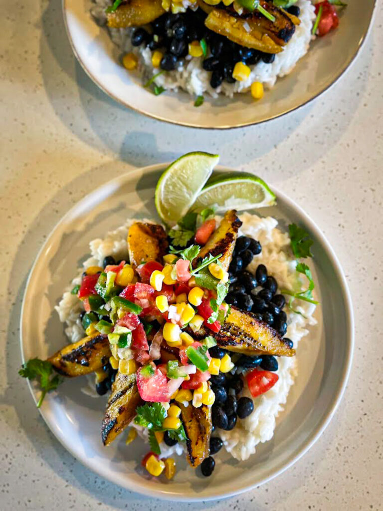 plantain and black bean bowls