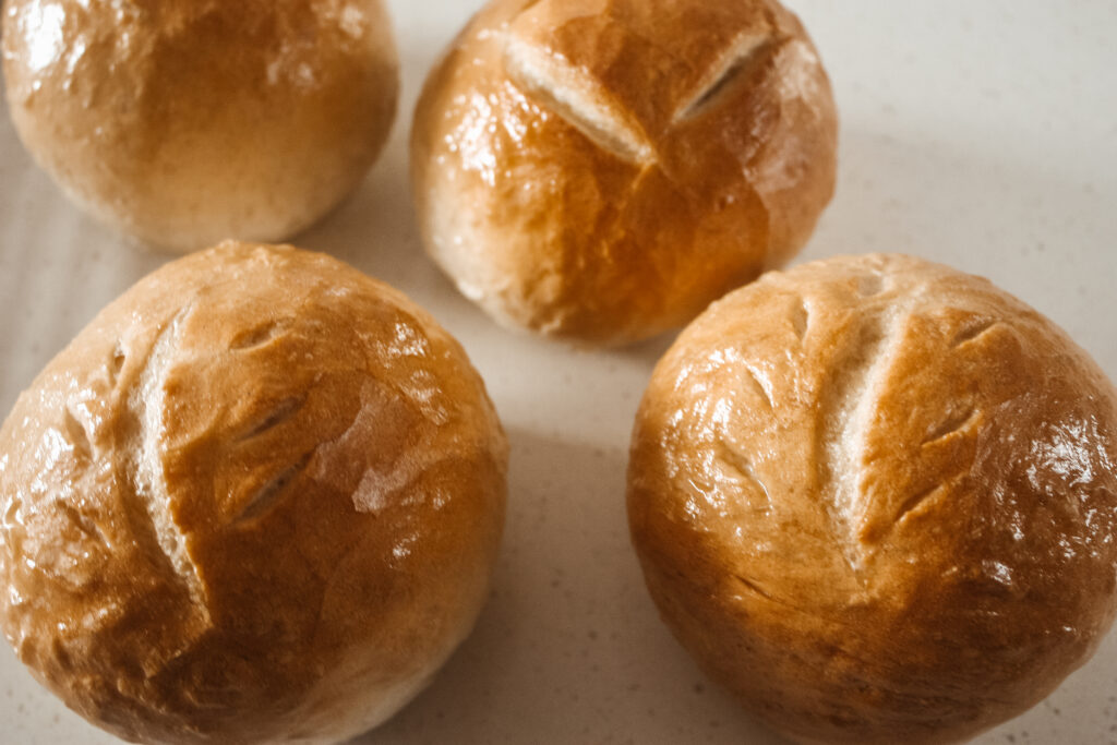 fresh homemade bread bowls