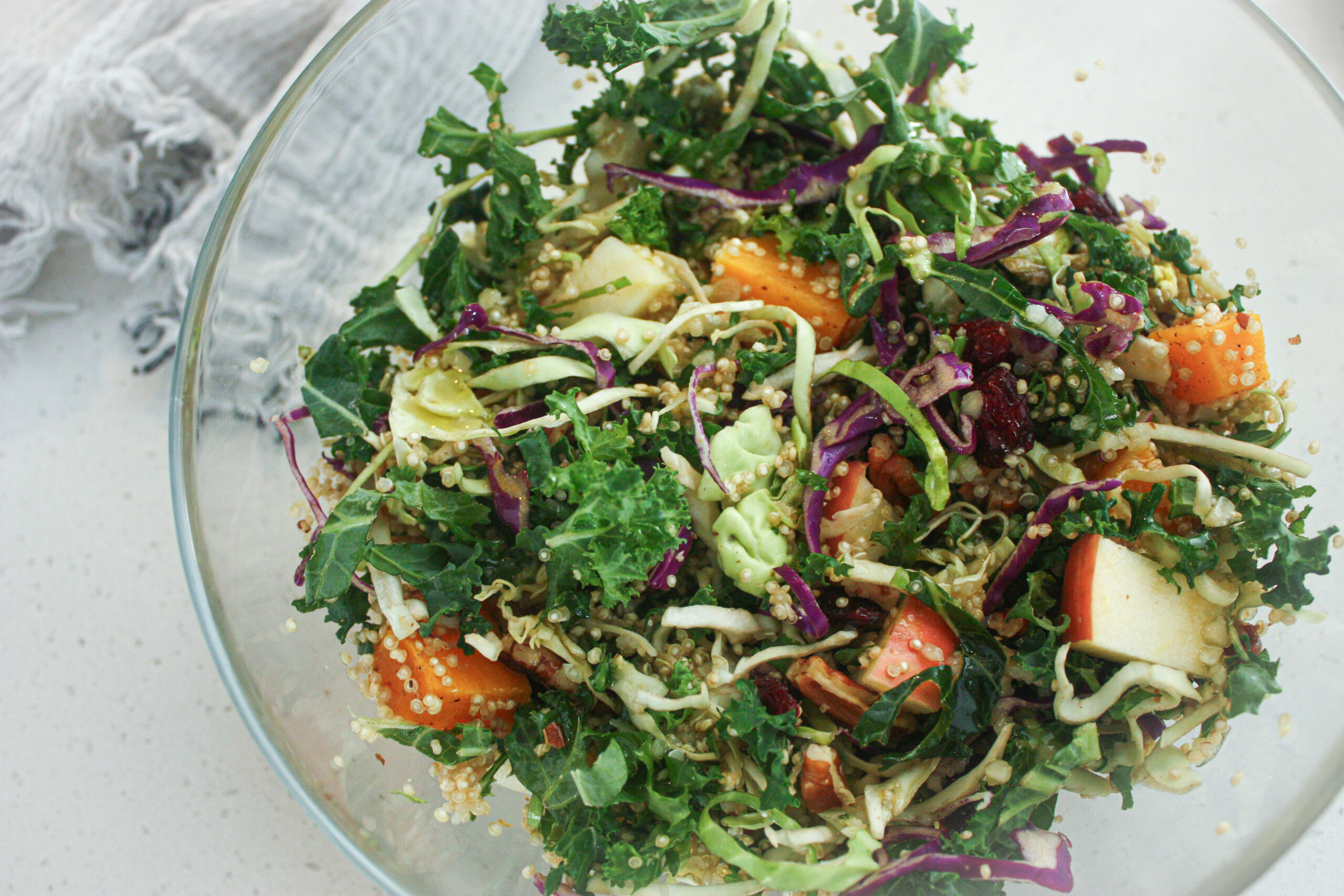 vegan salad with butternut squash and quinoa