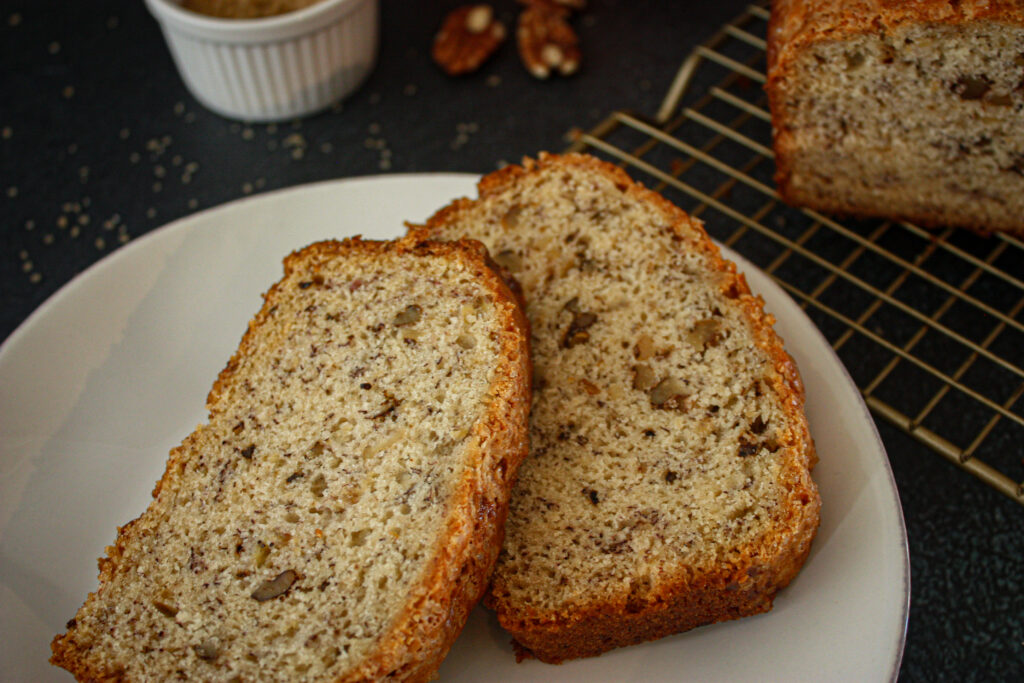 slices of banana bread with walnuts