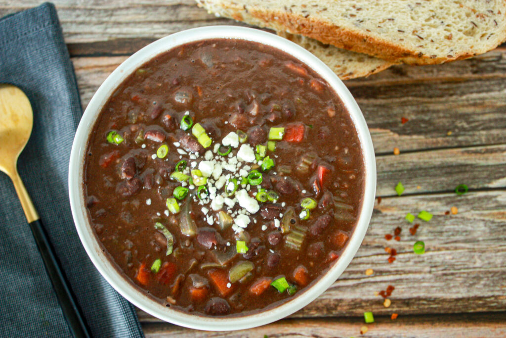 black bean soup and bread