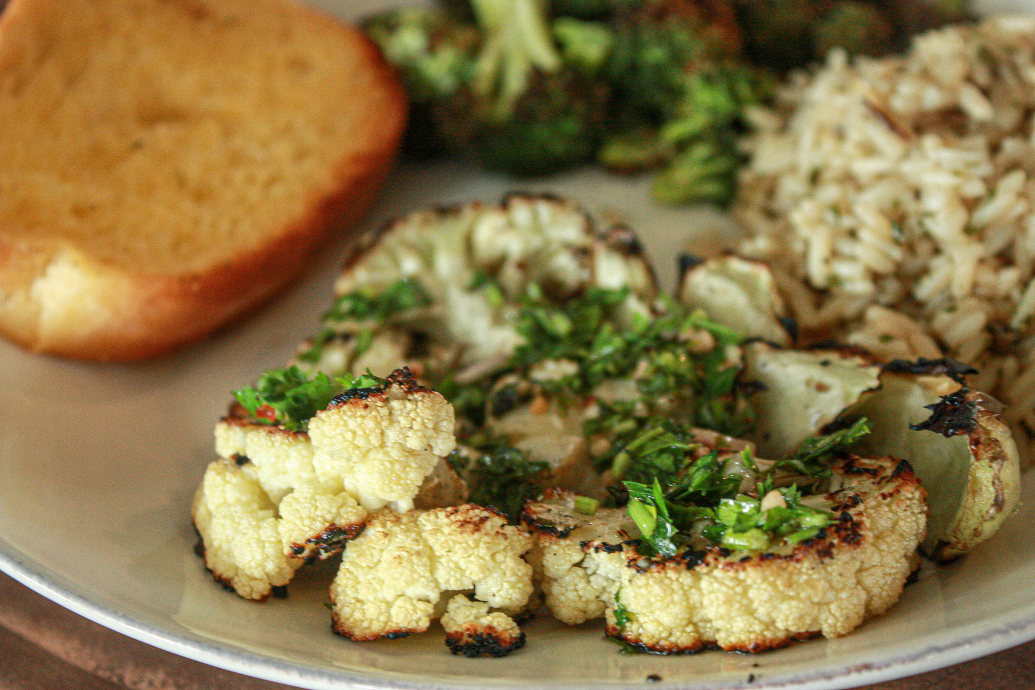 vegan cauliflower steaks with chimichurri