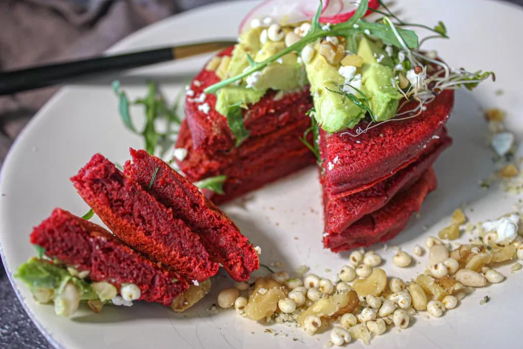 savory beet pancakes