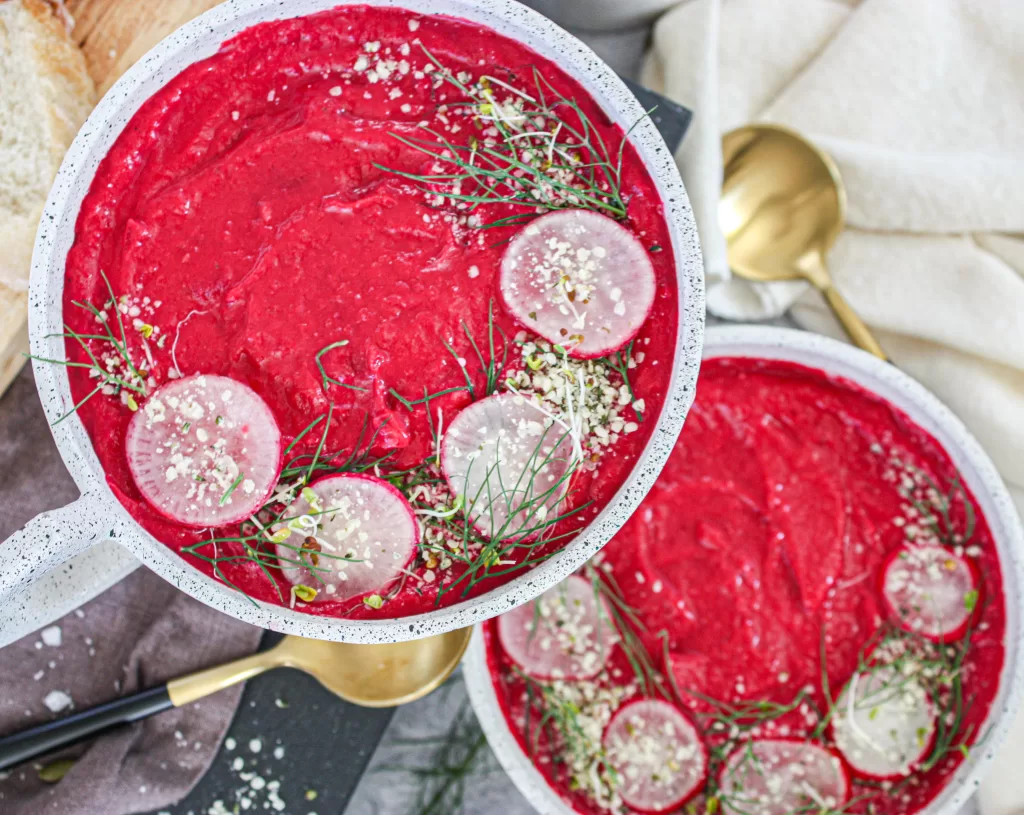 potato soup with leeks and beets