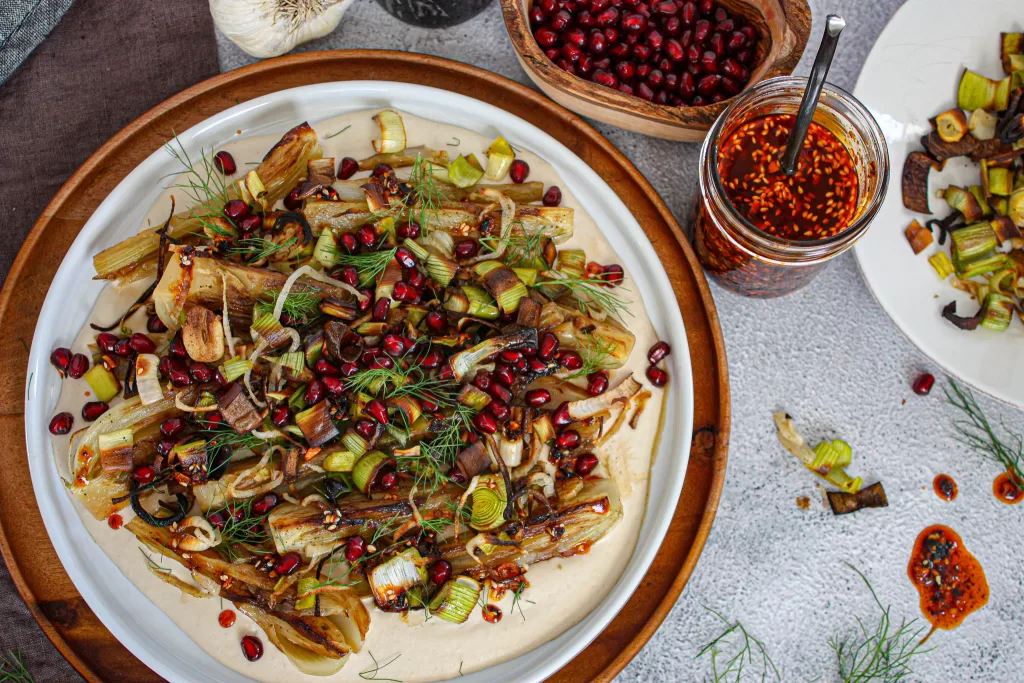 braised fennel and charred leeks