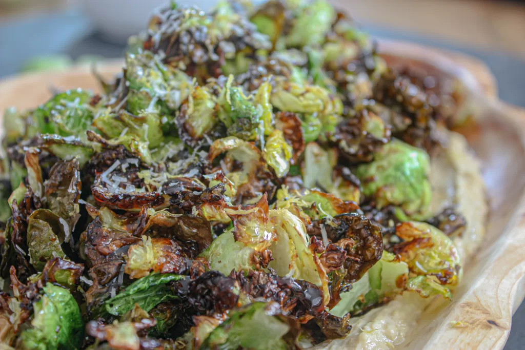 brussel sprouts with hummus