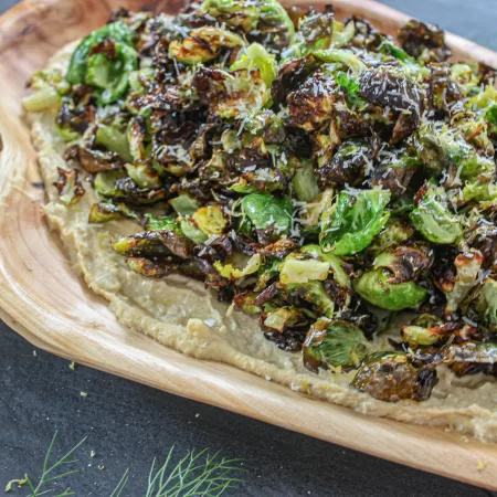 brussel sprouts and hummus